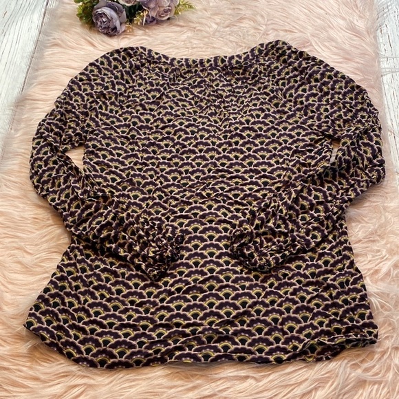 Boden Geometric Floral Retro Patterned Popover Blouse - Picture 11 of 11